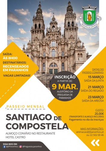 Passeio Mensal a Santiago de Compostela | Inscrições a 9 de março